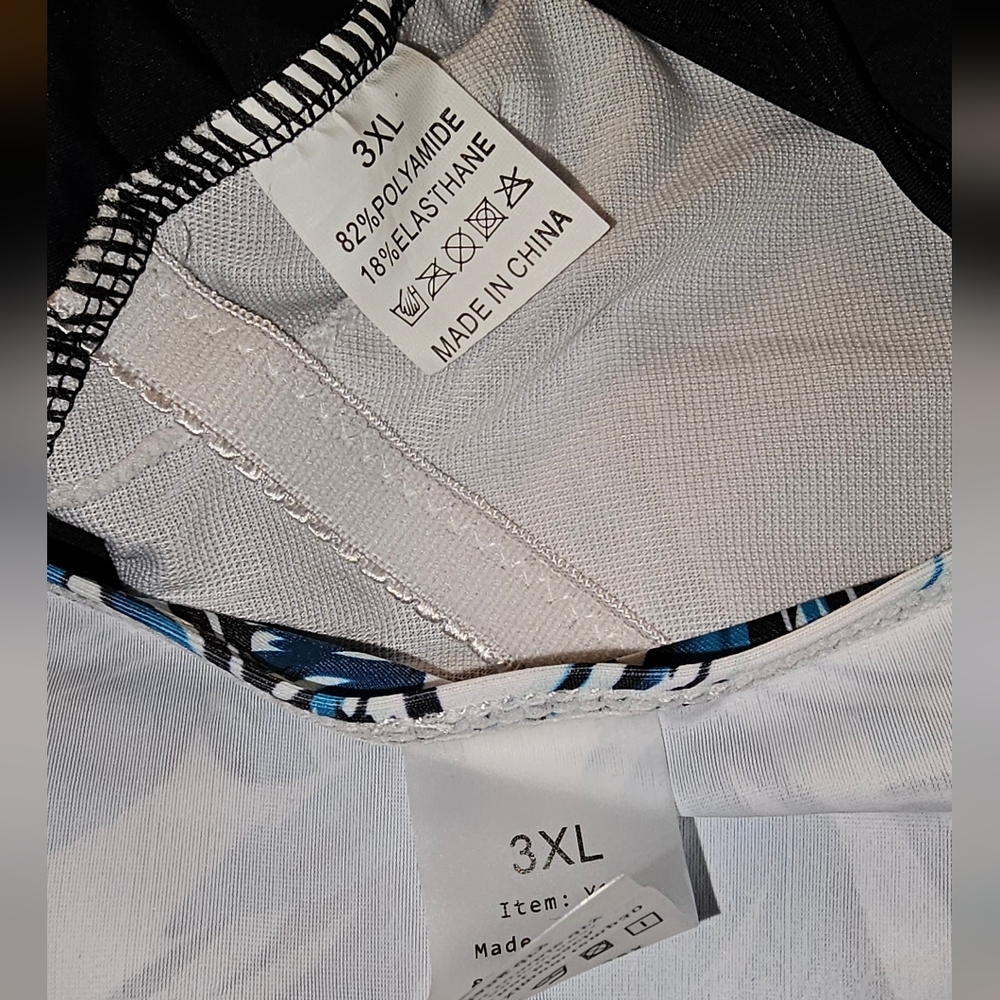 Women's Black Ruffle Top and White and Blue High Waist Bottom. Size 2X. NWOT. - Picture 4 of 4